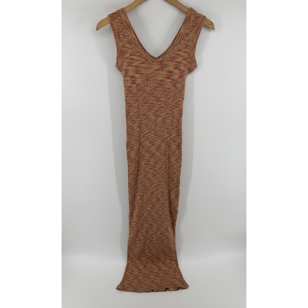 NWOT AMO Ribbed Knit Maxi Penny Dress S Space Dye Boho Beach Bodycon MSRP $198